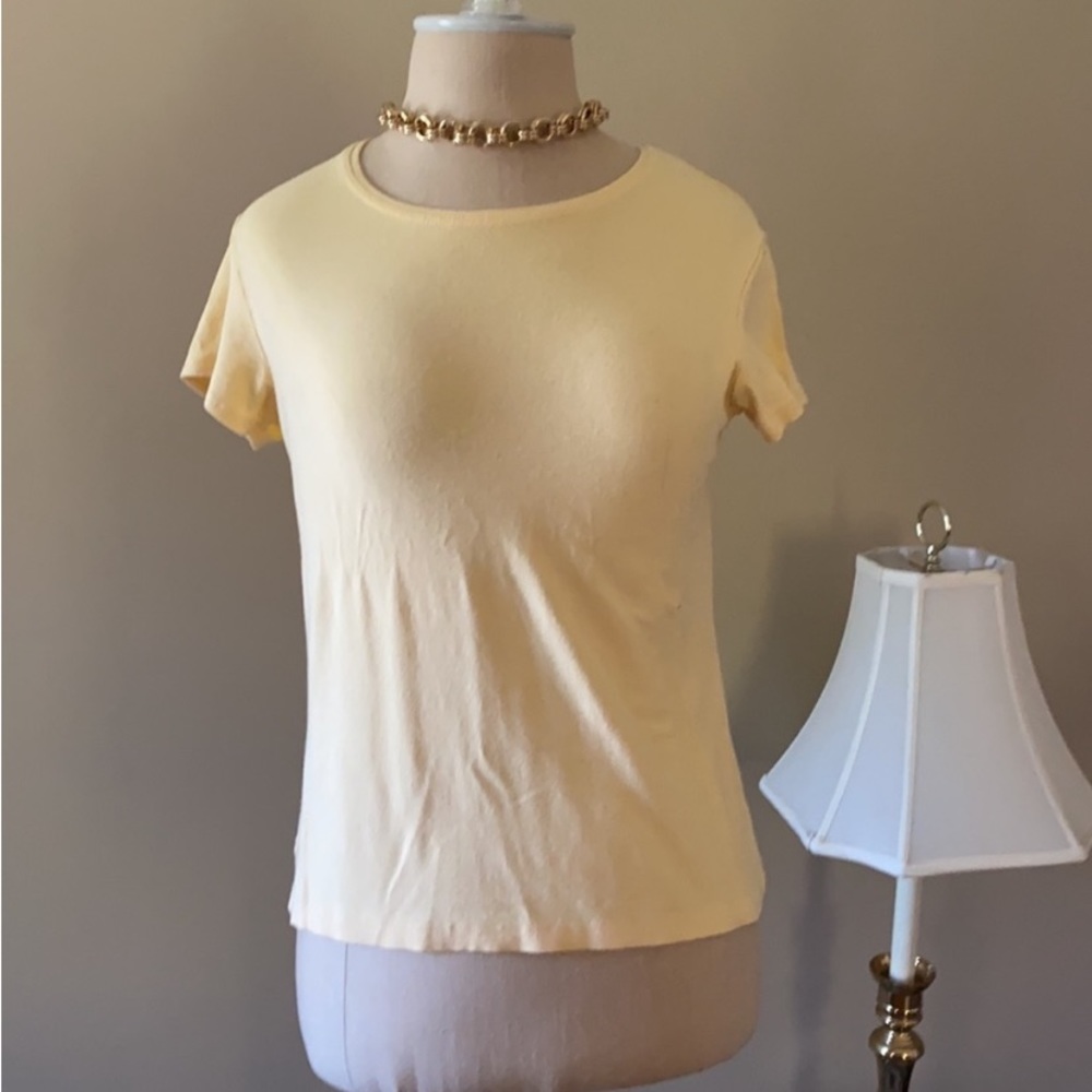 Talbots Rayon/Spandex Short Sleeve Yellow Tee M